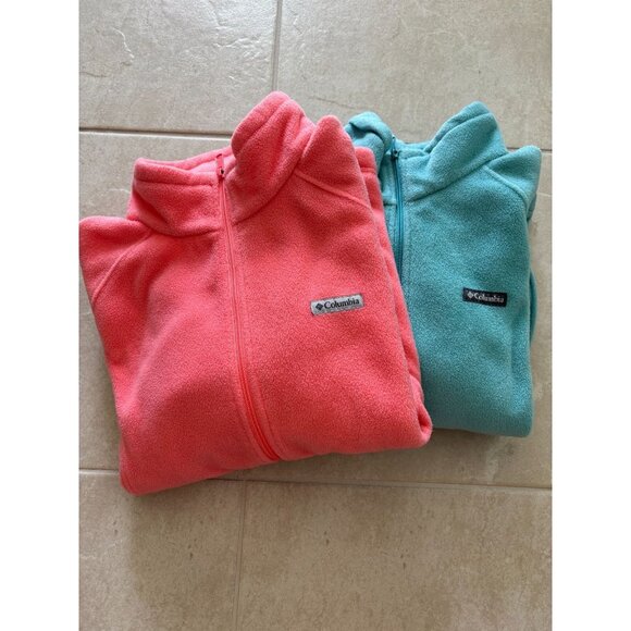 Columbia Sportswear Womens 2X Full Zip‎ Blue & Pink Fleece Jacket Cozy Warm Set - Picture 1 of 14